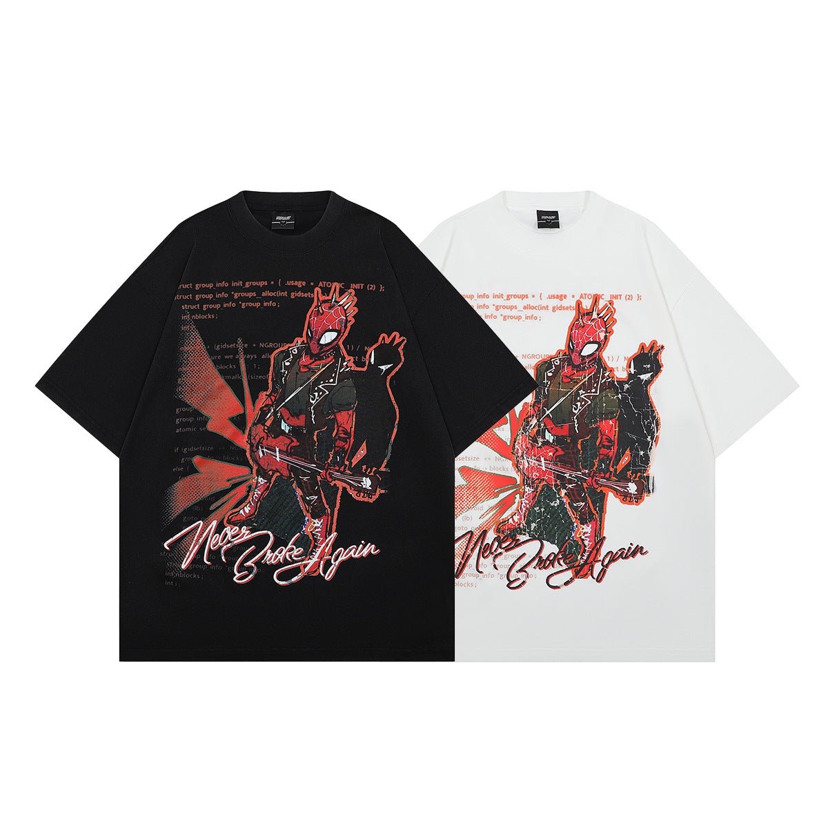 1990 Fashion T-Shirt Summer Washed Cartoon T-Shirt Retro Short Sleeve T-Shirt