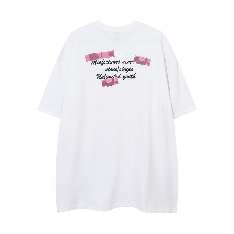 Vintage Tišö Rt alphabet print short-sleeved T-shirt summer oversize loose top