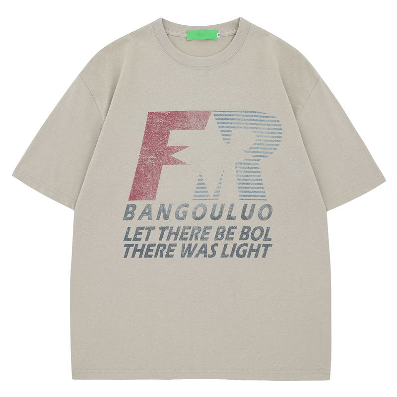 Racing oversized t shirt retro racing letter short sleeve t-shirt loose oversize top