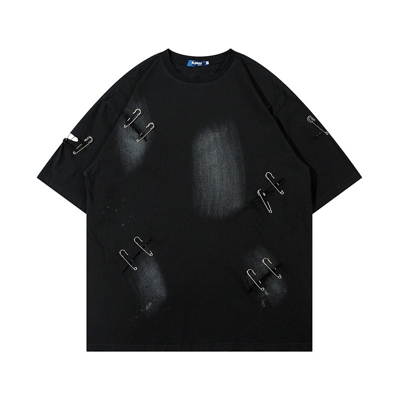 1990 Fashion T-Shirt Retro Old Ripped Short Sleeve T-Shirt