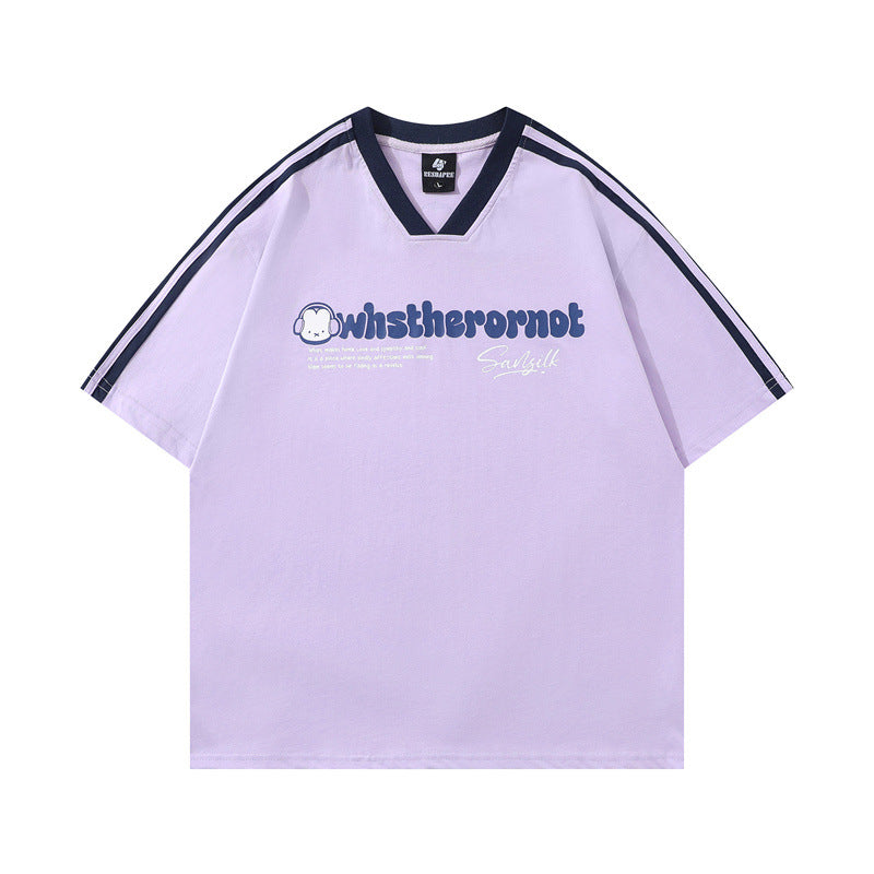 Y2K mens shirt V-neck casual t-shirt