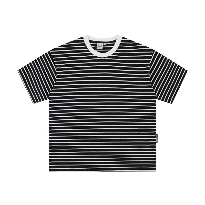 Hip Hop Shirts For Boys Black & White Striped Short Sleeve T-Shirt