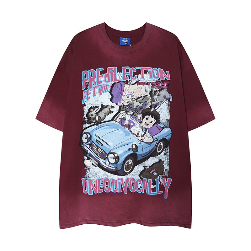 Nyc T Shirt Cartoon Printed Crew Neck Short Sleeve T-Shirt Summer Loose Casual Top