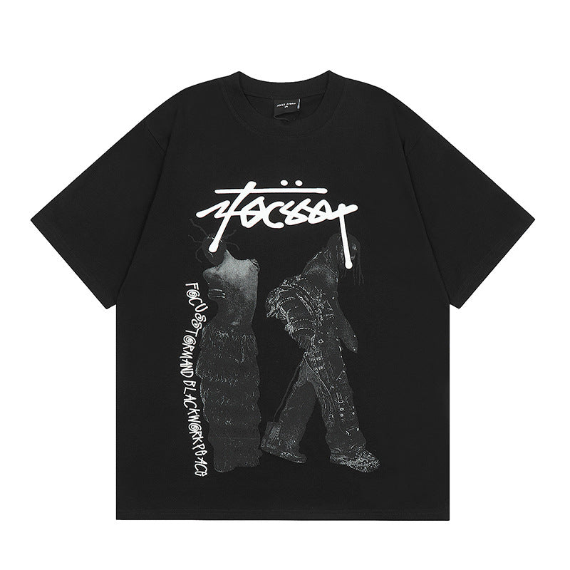 Marcas De Streetwear Summer Vintage Old Figure Print Short Sleeve T-Shirt