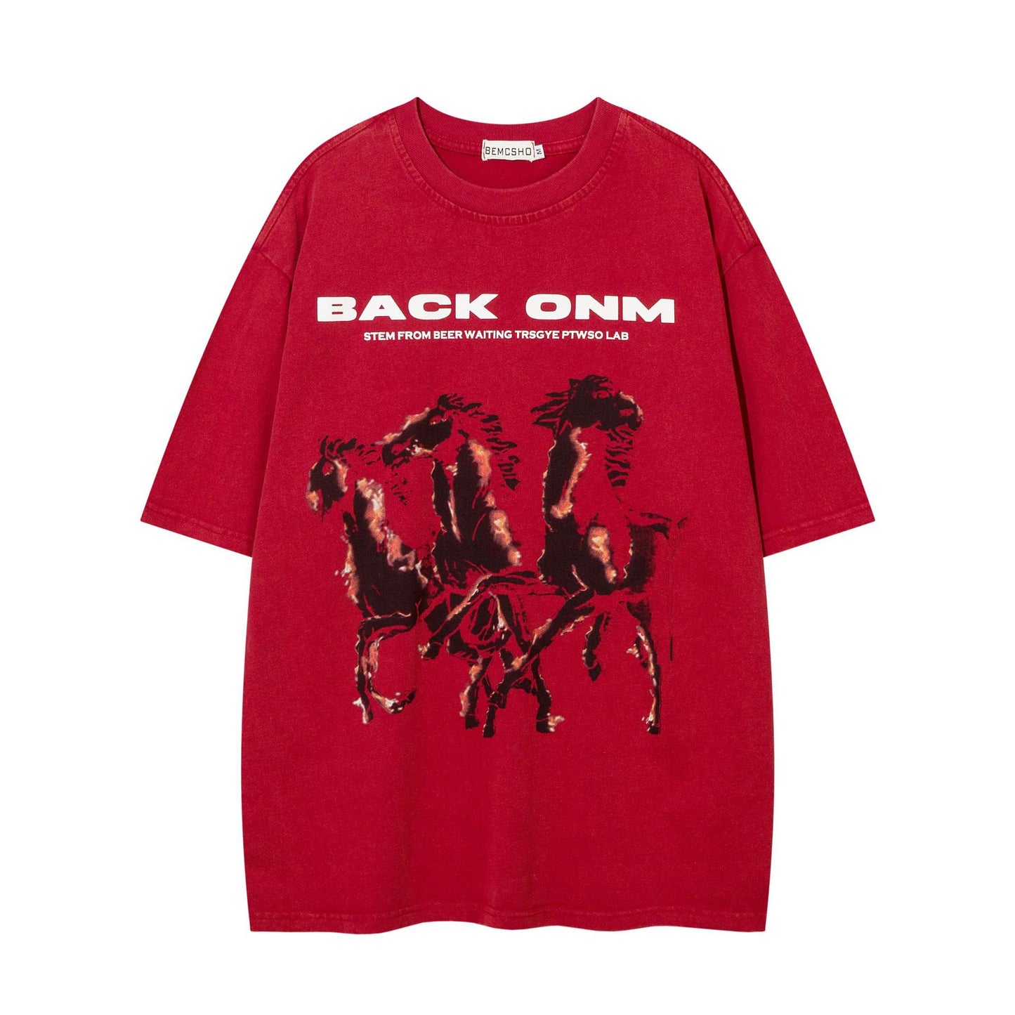 1990 Fashion T-Shirt Retro Washed Old T-Shirt Loose Short Sleeves