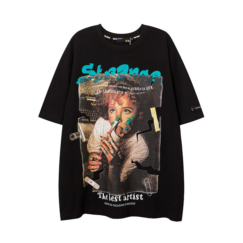 Vintage T Shirts Hip Hop Short Sleeve T-Shirt Summer Loose Half Sleeve