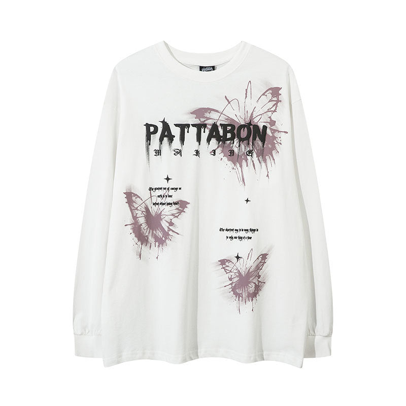 Marcas De Streetwear Butterfly Print Long Sleeve T-Shirt