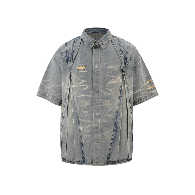 Hip Hop Shirts For Boys Summer Washed Jeans Hip Hop Denim