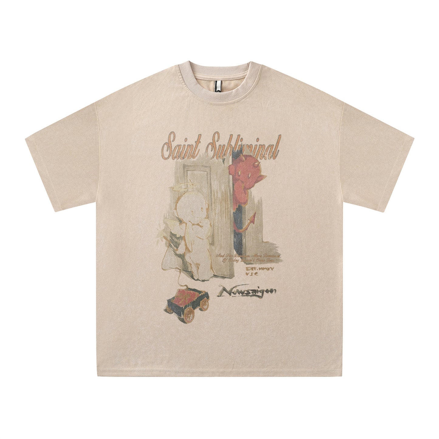 Distorted vintage short-sleeved t-shirt summer loose top