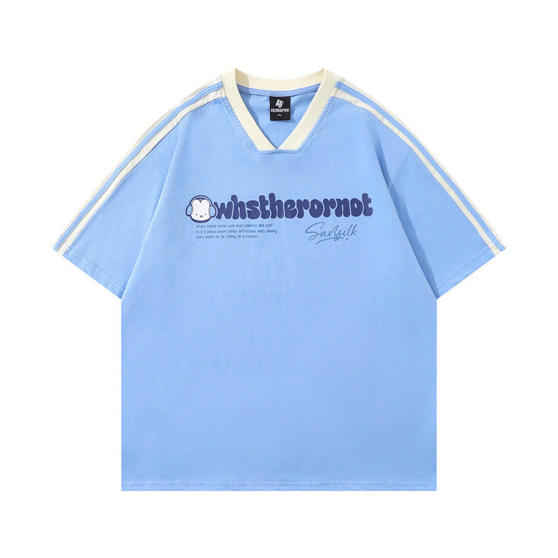 Y2K mens shirt V-neck casual t-shirt