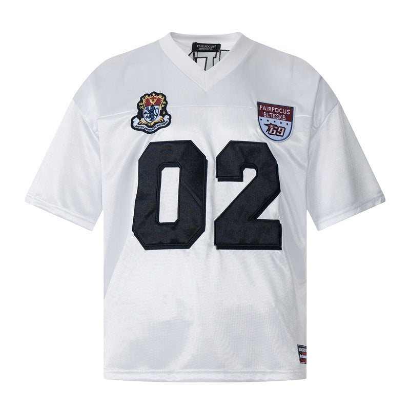 Hip Hop Shirts For Boys Hip Hop Rugby Shirt Printed Short Sleeve T-Shirt Loose, T-Shirt