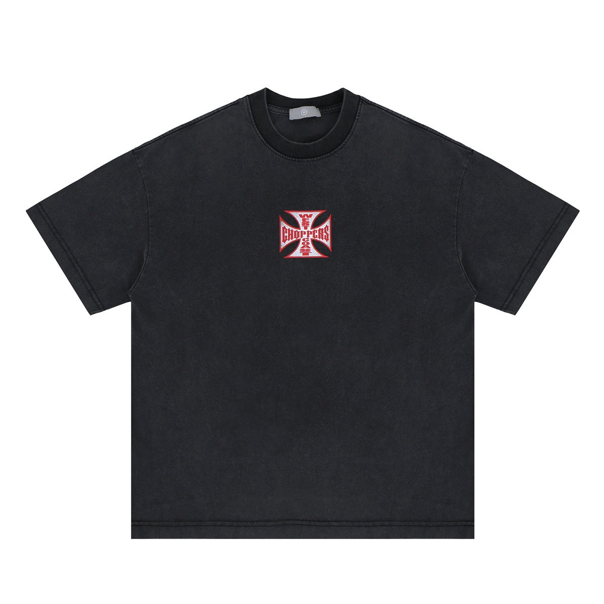 Vintage College Shirts Summer Washed Old Flame Alphabet Print Hip Hop Short Sleeve T-Shirt