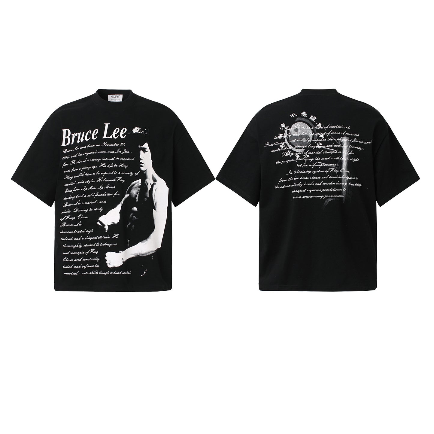 Vintage tarz t shirt bruce lee alphabet print short sleeve t-shirt summer oversize casual top