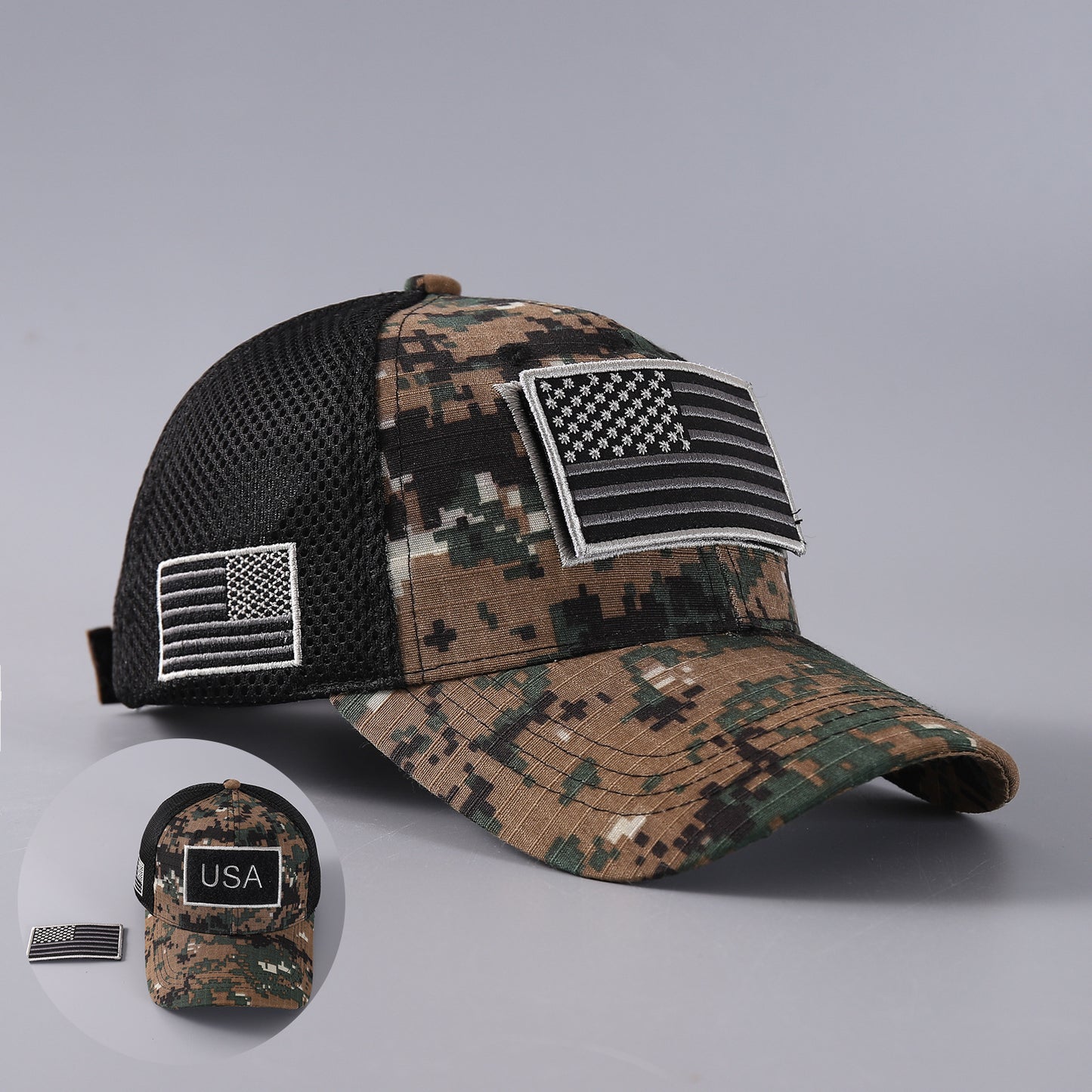 Vintage Usa Cap Camo Breathable Velcro