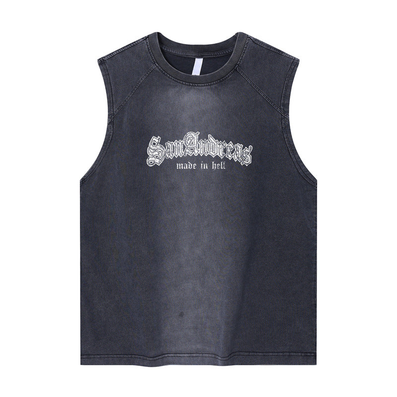 Hip Hop Shirts For Boys Washed Old Sleeveless T-Shirts