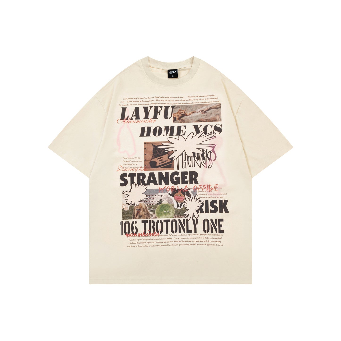 Distorted vintage short sleeve t-shirt summer oversize casual top