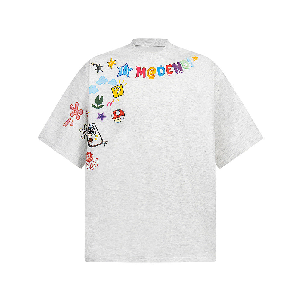 Hip Hop Shirts For Boys Cartoon Graffiti Print T-Shirt