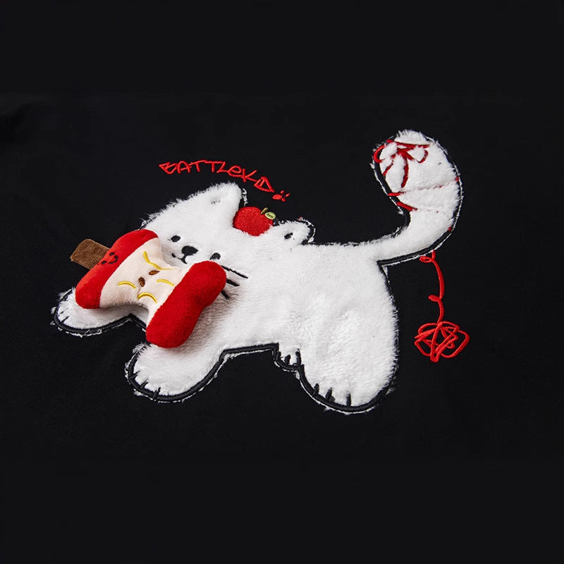 Vintage Usa Shirt Vintage Crew Neck T-Shirt Embroidery Loose Casual