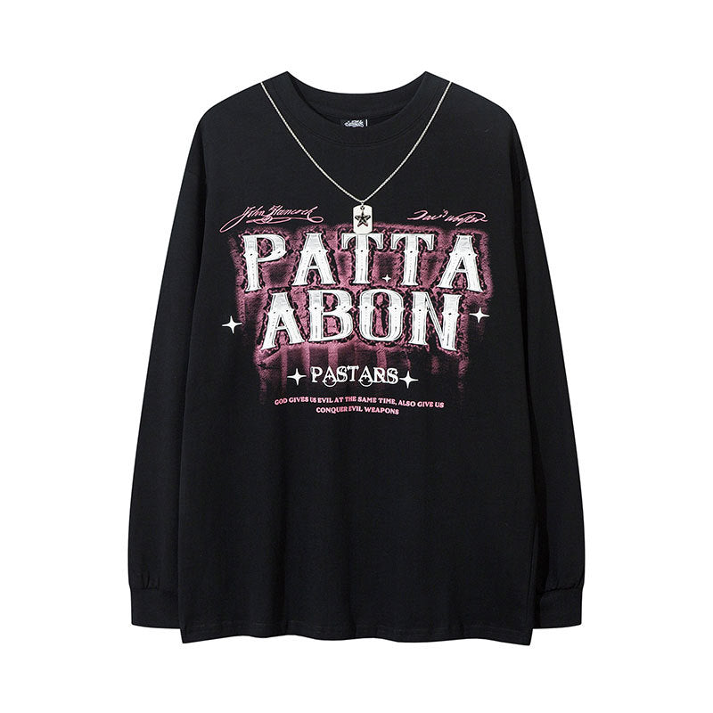 Marcas De Streetwea Letter Necklace Long Sleeve T-Shirt Spring and Autumn Oversize
