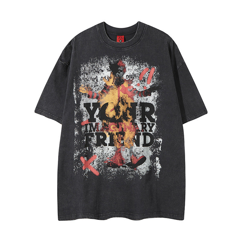 New York Hip Hop Style Summer Old Figure Print Short Sleeve T-Shirt