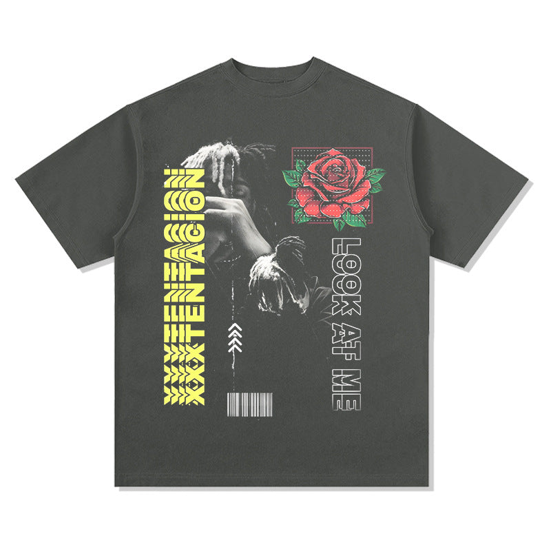 Cool t rapper xxx tentacion print short sleeve t-shirt vintage loose top