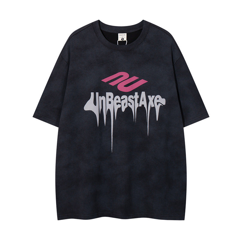 Y2K mens shirt crew neck art letter T-shirt