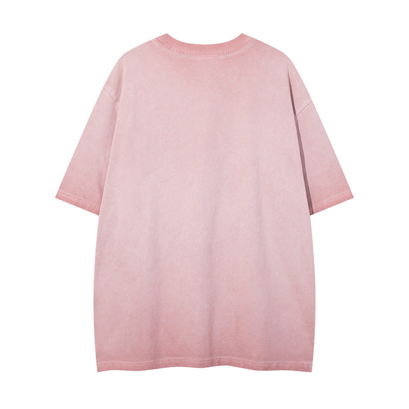 Y2K mens shirt washed network offset cloth embroidery T-shirt