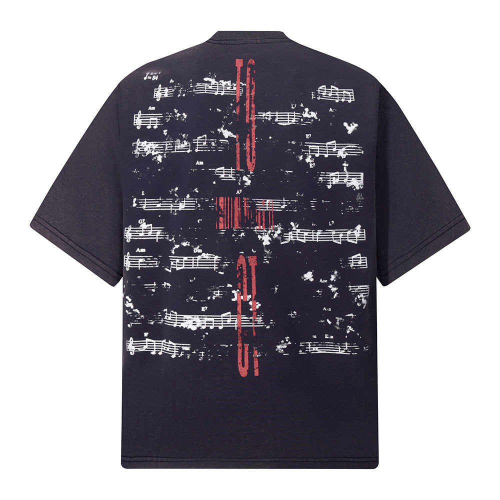 Nostalgia T Shirts Vintage Crew Neck T-Shirt Embroidered Letters