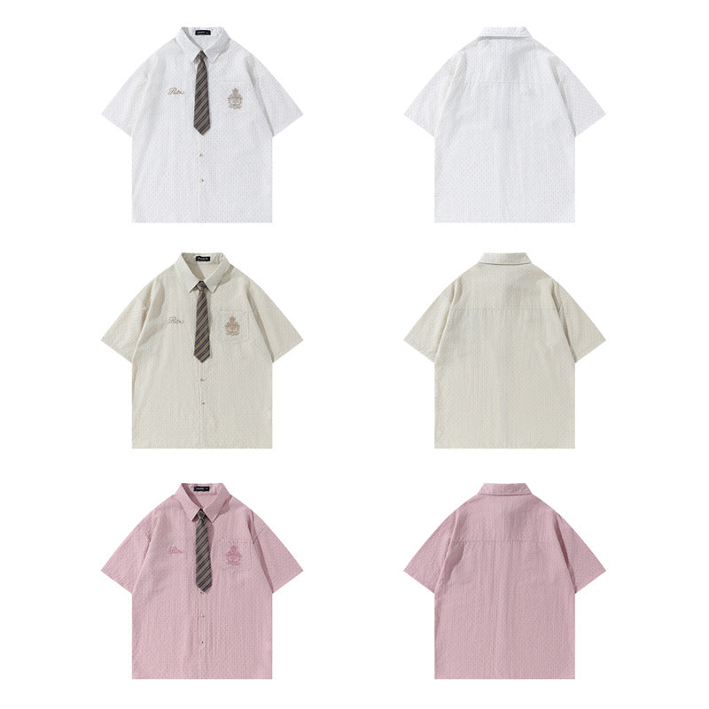 Y2K mens shirt vintage striped short sleeve shirt