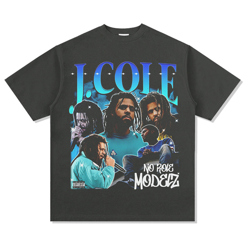 Outfit streetwear vintage hip hop JCole print short sleeve t-shirt