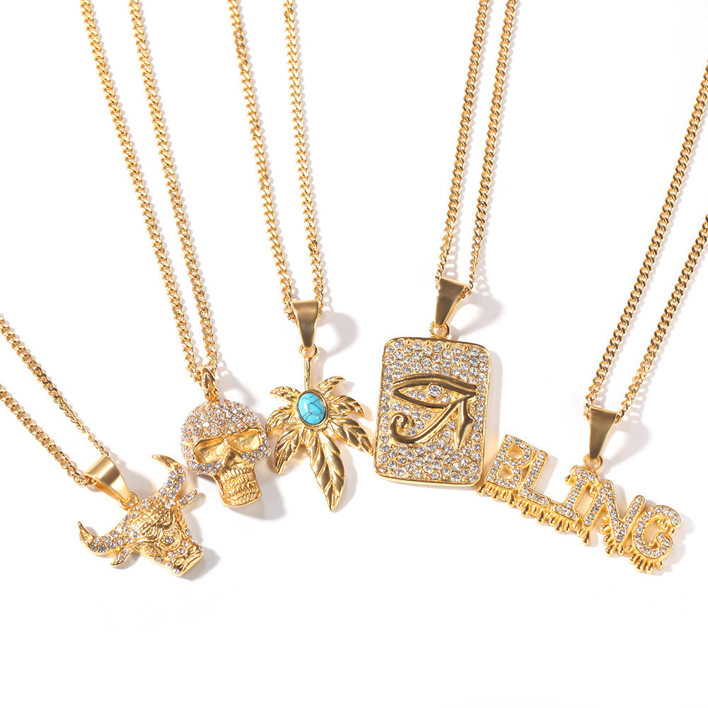 Jewelry Fashion Brick Pendant Necklace Alphabet Pieces Word Up Animal The Eye of Horus Skull Pieces