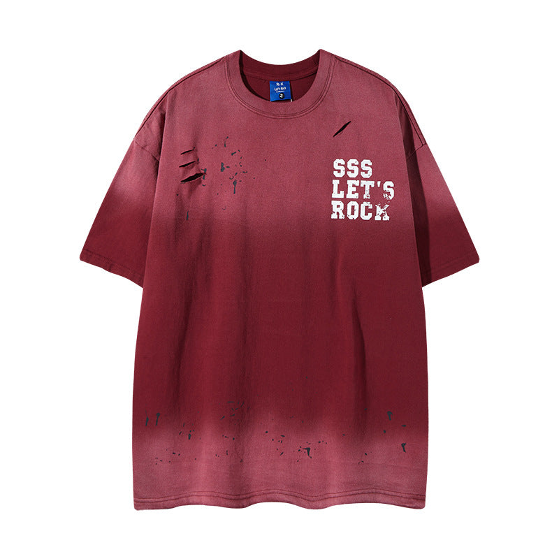 Nyc 1990 Shirt retro wash do old gradual change short sleeve t-shirt