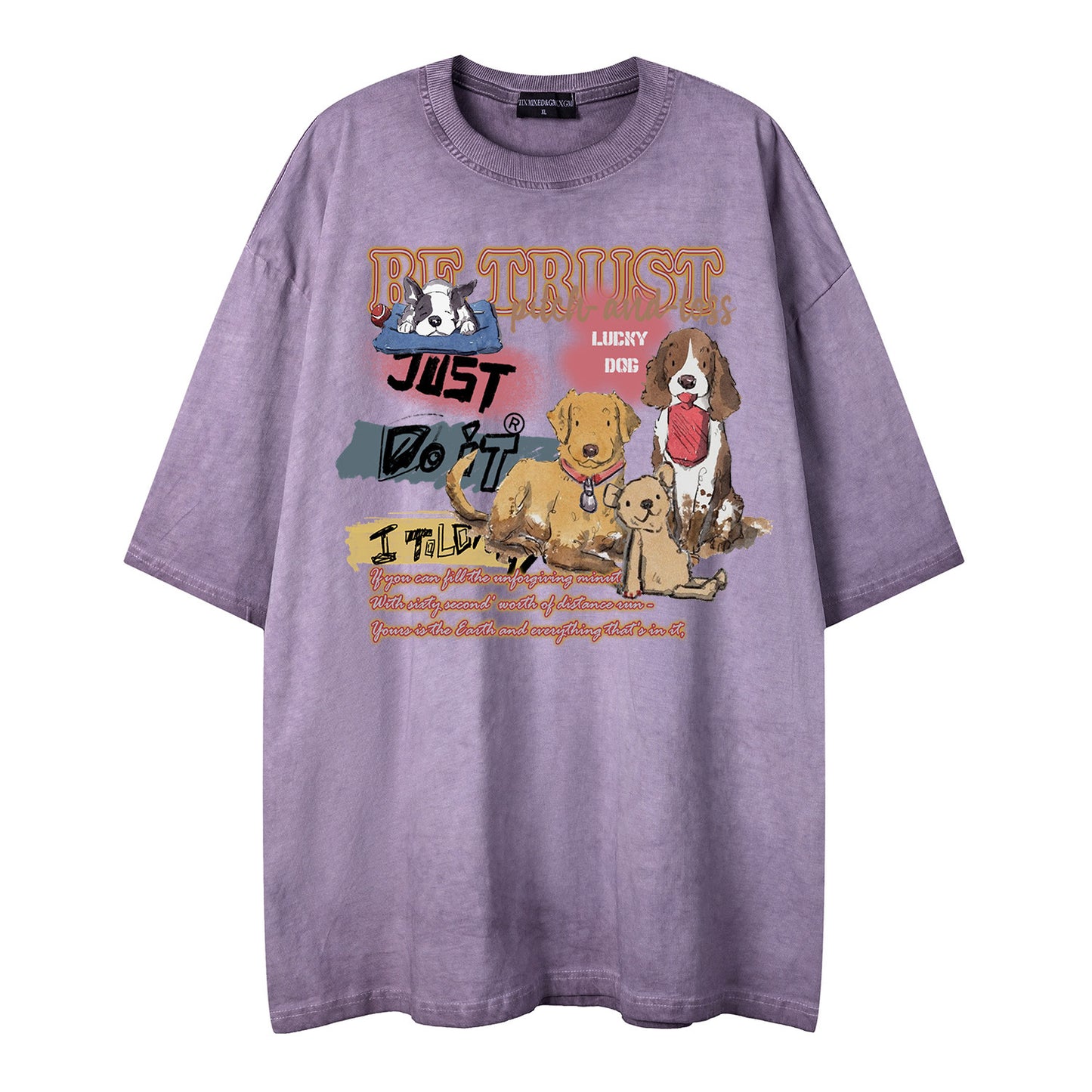 US drip outfits Summer Vintage Puppy Casual Loose Short Sleeve T-Shirts