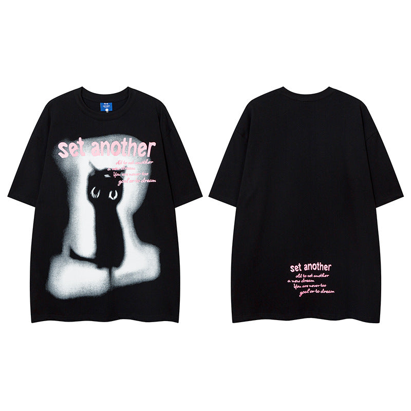 60s Style T Shirts Summer Cat Print T-Shirt Short Sleeve