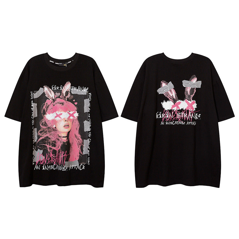 1990 Fashion T-Shirt Y2K Printed T-Shirt Short Sleeve Crew Neck T-Shirt