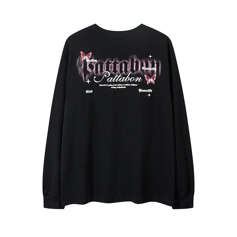 Marcas De Streetwear Butterfly Print Long Sleeve T-Shirt oversize