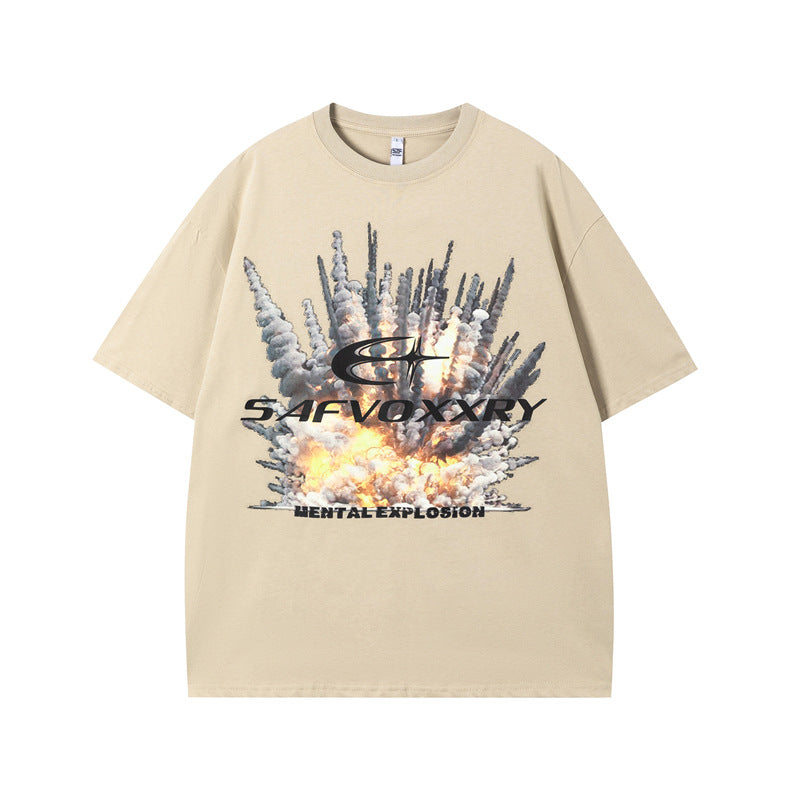Vintage Tišö Rt Explosive Print Short Sleeve T-Shirt Summer Vintage Casual Top