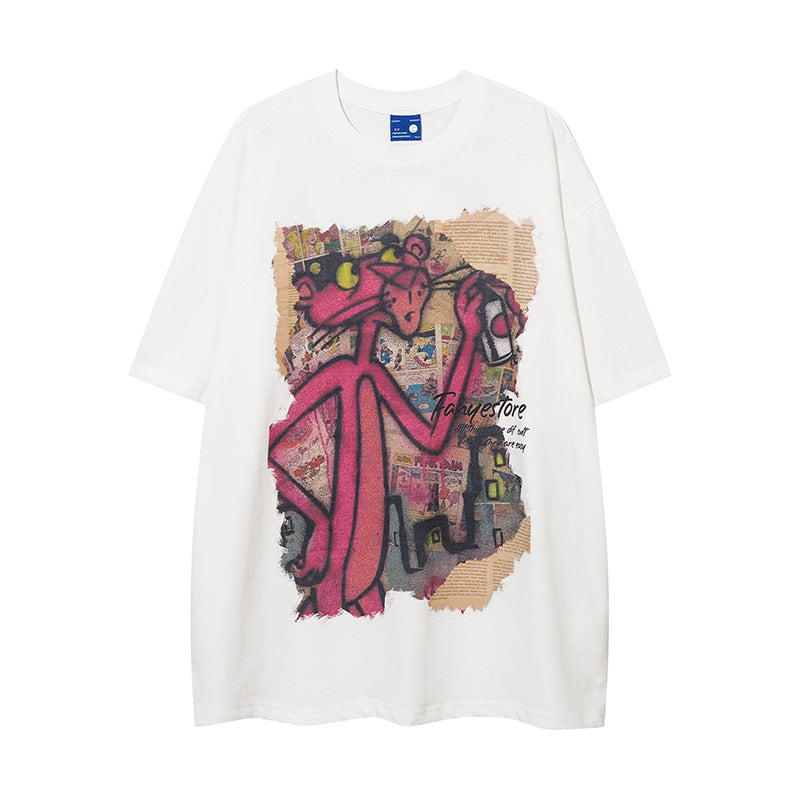Vintage Tišö Rt Vintage Fun Cartoon Print Short Sleeve T-Shirt