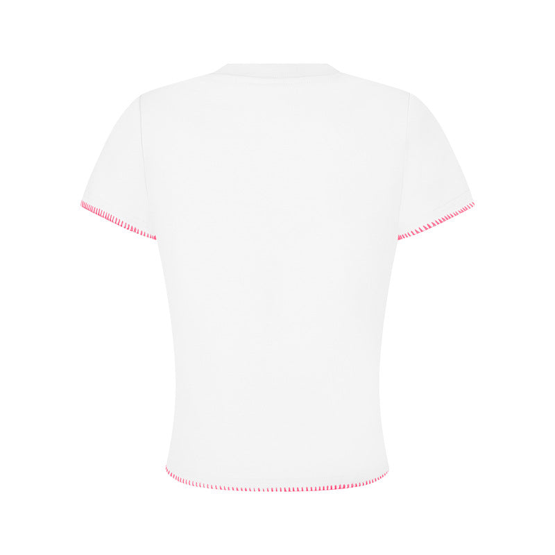 Casual Street Wear Embroidered Short Sleeve T-Shirt