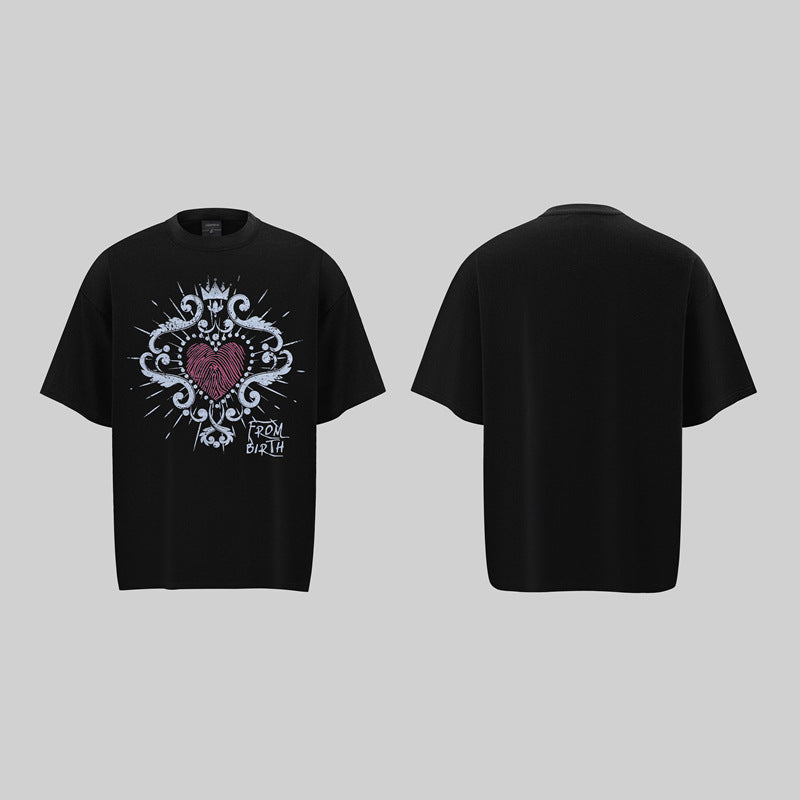 Camisas Retros Love Around Printed Short Sleeve T-Shirt