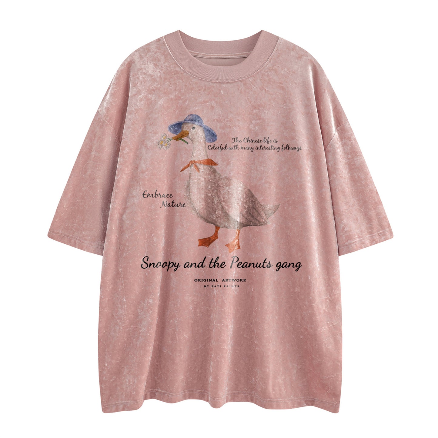 Distorted vintage duck print summer short sleeve t-shirt loose t-shirt