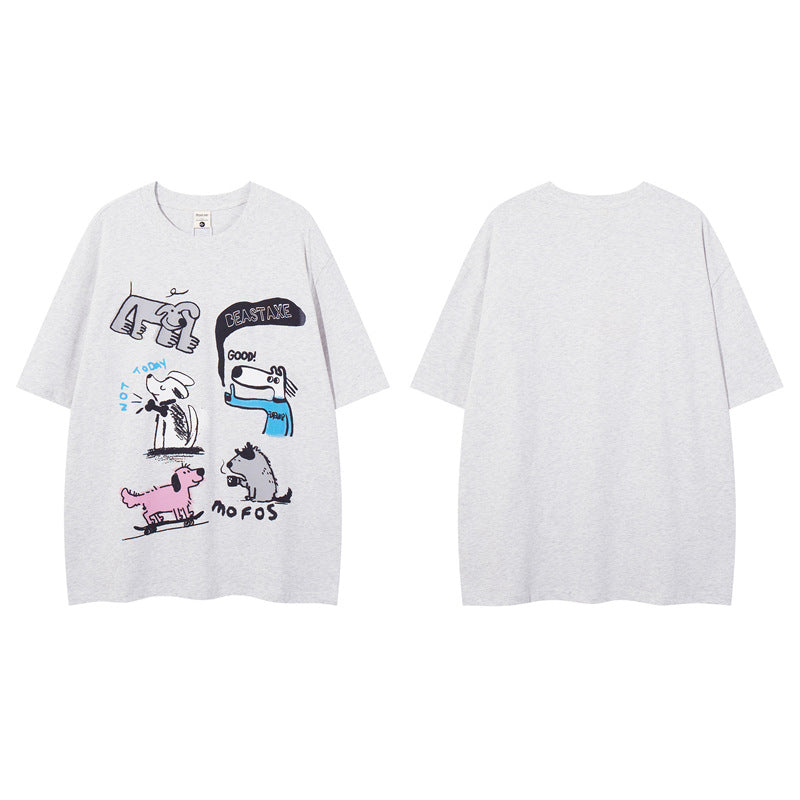 Y2K mens shirt fun pattern alphabet print short sleeve t-shirt