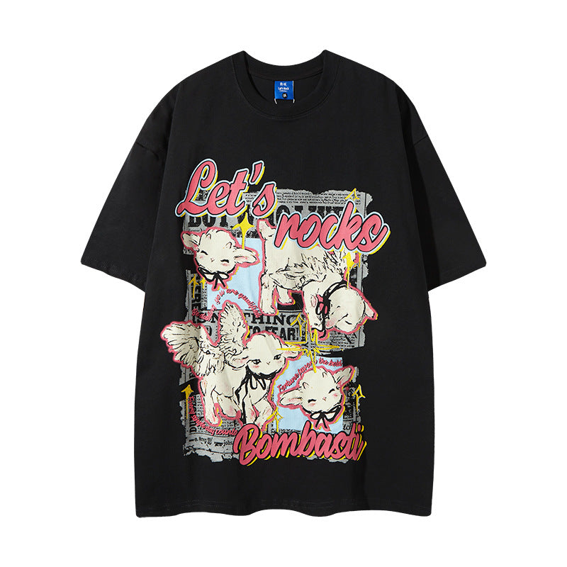 Nyc 1990 Shirt Retro Washing T-Shirt Men's Loose Casual Old Men's Short Sleeve T-Shirt