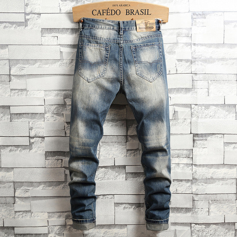1990 Fashion Jeans Ripped Vintage Autumn Washed Jeans Straight Pants