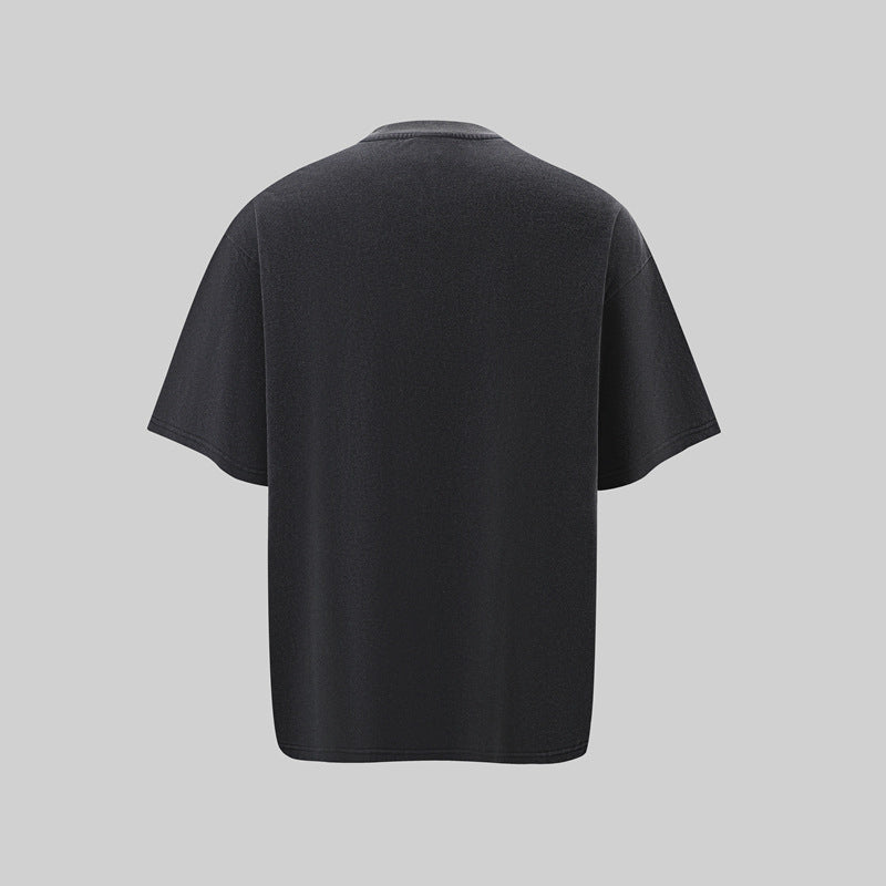Camisas Retros Washed Old Letter Print Short Sleeve T-Shirt