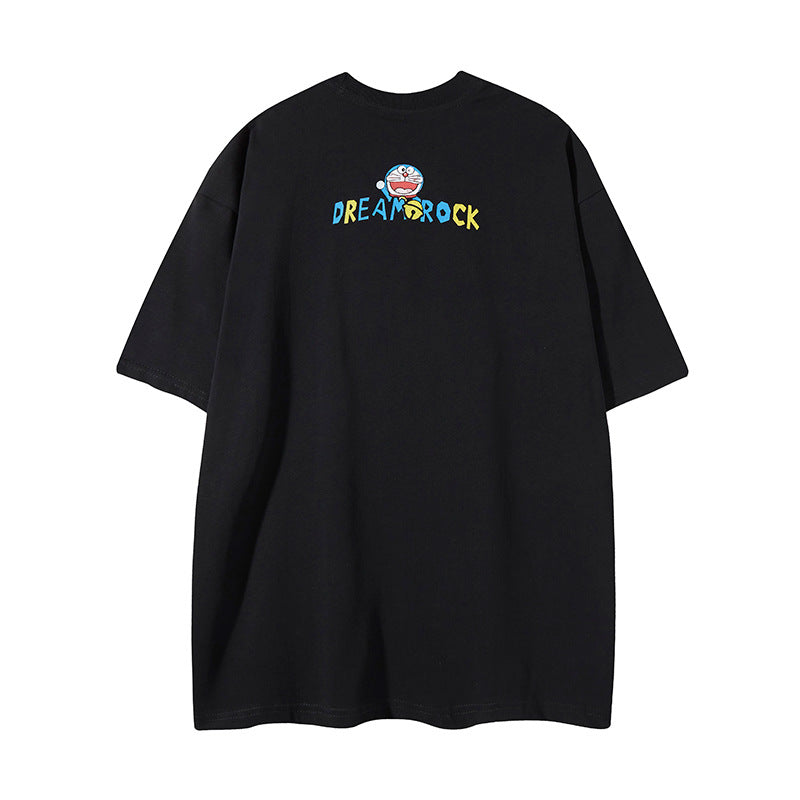 Nyc 1990 Shirt Vintage Cartoon Printed Robot Cat Short Sleeve T-Shirt Oversize Top