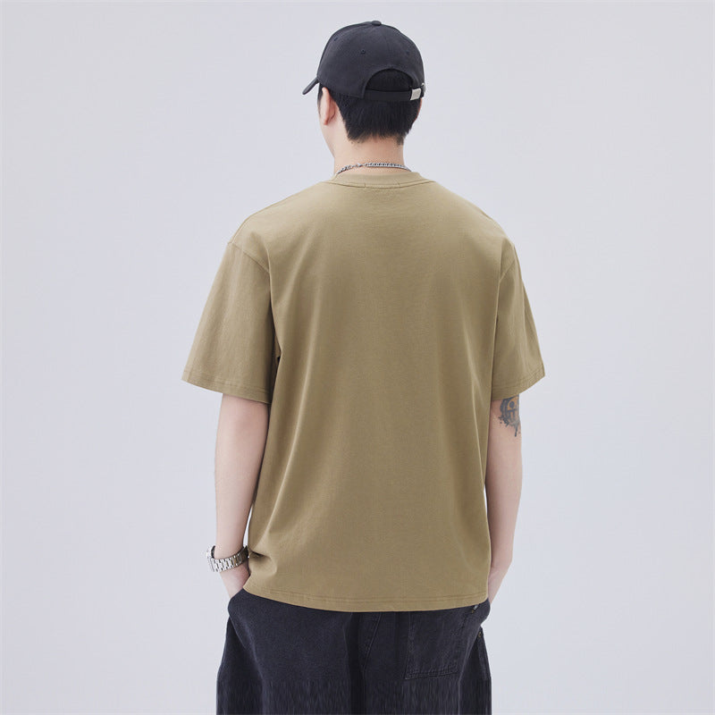 Men T-shirts Summer Loose Printed Bottom Shirt Short Sleeve