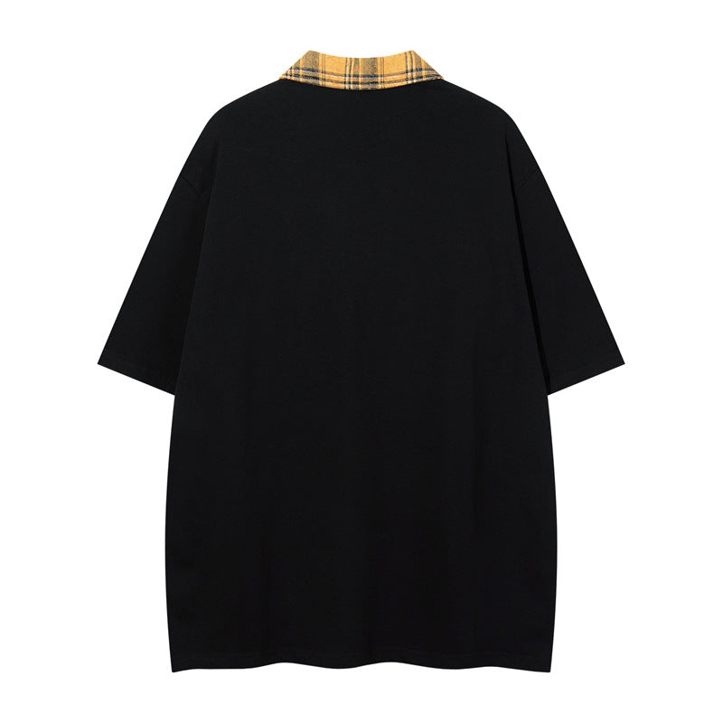 Y2K mens shirt loose letter short sleeve top
