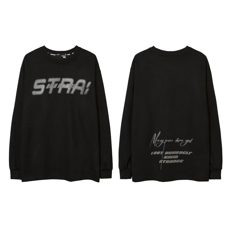Vintage T Shirts Hip Hop Letter Print Long Sleeve T-Shirt Oversize Loose Top