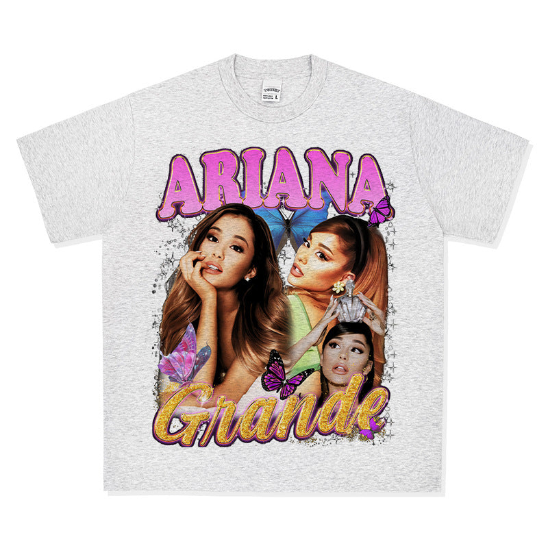 Streetwear masculino Ariana Grande print T-shirt